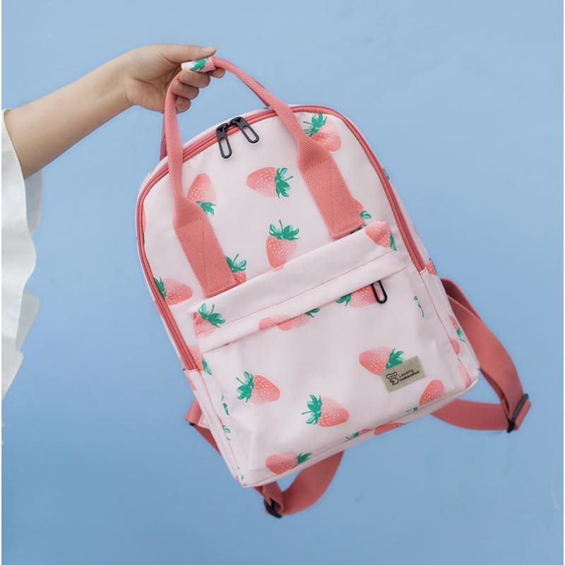 Cute Strawberry Print Waterproof Backpack MK15087 - KawaiiMoriStore