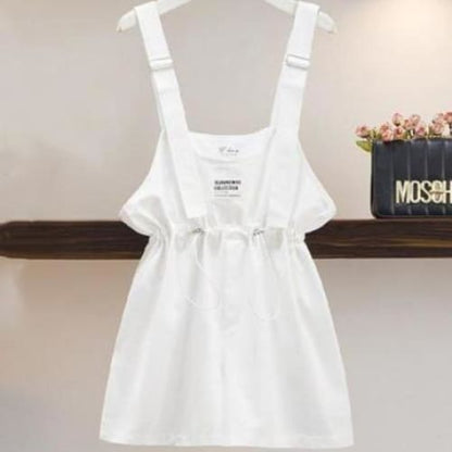 Cute Summer Pastel Set Blue T-shirt White Dress Casual Outfit MK16030 - KawaiiMoriStore