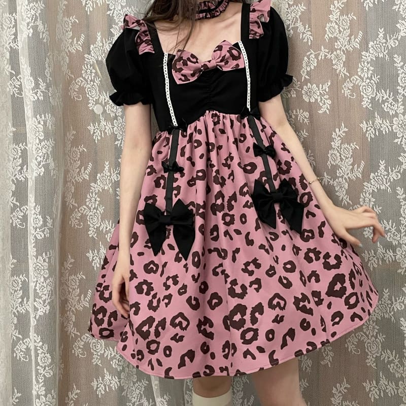 Cute Sweet Cool Black/Pink Lolita Dress MM1202 - KawaiiMoriStore