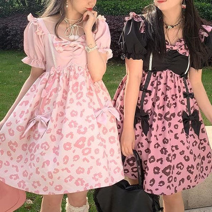 Cute Sweet Cool Black/Pink Lolita Dress MM1202 - KawaiiMoriStore