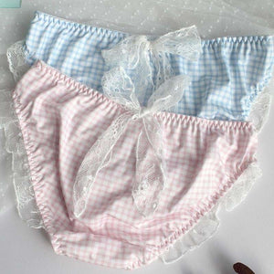 Cute Vintage Lace Plaid Lingerie MK15263 - Underwear
