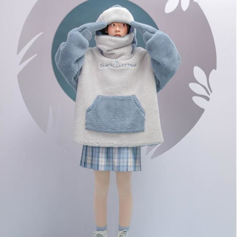 Cute Warm Can Sealed Shark Long Sleeve Hoodie Pullover MK15424 - KawaiiMoriStore