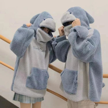 Cute Warm Can Sealed Shark Long Sleeve Hoodie Pullover 