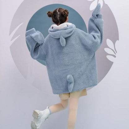 Cute Warm Can Sealed Shark Long Sleeve Hoodie Pullover MK15424 - KawaiiMoriStore