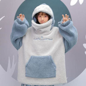Cute Warm Can Sealed Shark Long Sleeve Hoodie Pullover MK15424 - KawaiiMoriStore