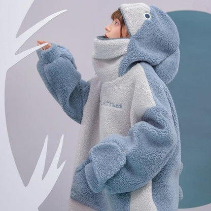 Cute Warm Can Sealed Shark Long Sleeve Hoodie Pullover MK15424 - KawaiiMoriStore