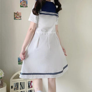 Cute White Sailor Kitty Dress MM1197 - KawaiiMoriStore