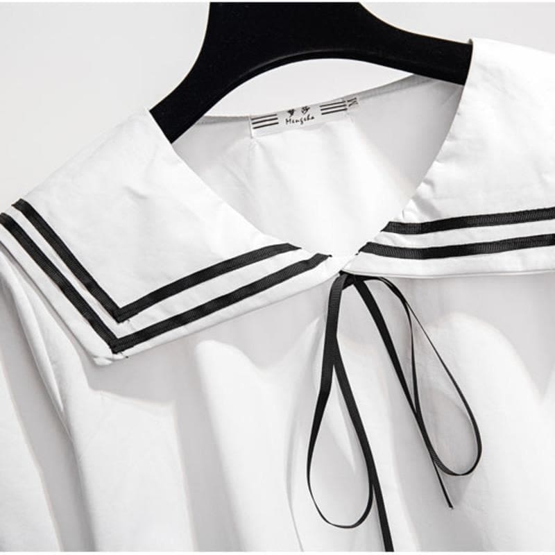 Cute White Sailor Top Black Skirt Sweet Kawaii Japanese 