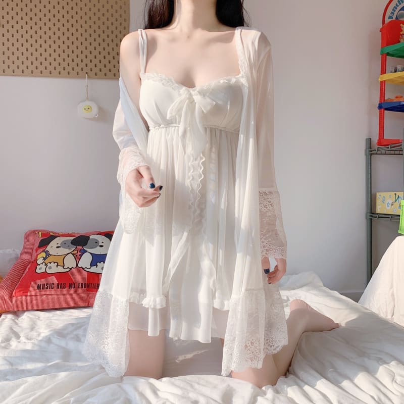 Cute White Summer Elegance Chiffon Dress MK15889 - KawaiiMoriStore