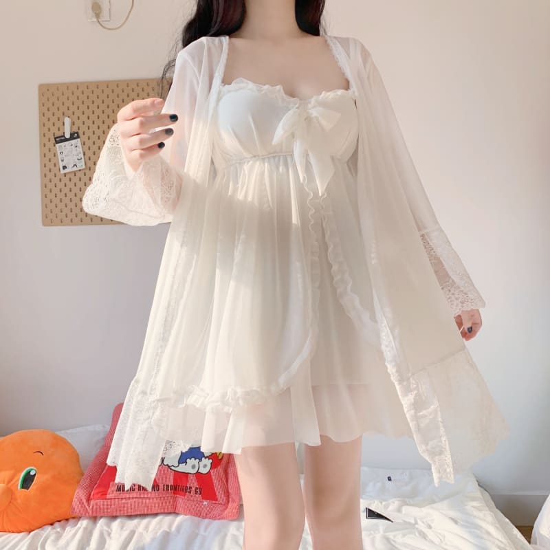 Cute White Summer Elegance Chiffon Dress MK15889 - KawaiiMoriStore