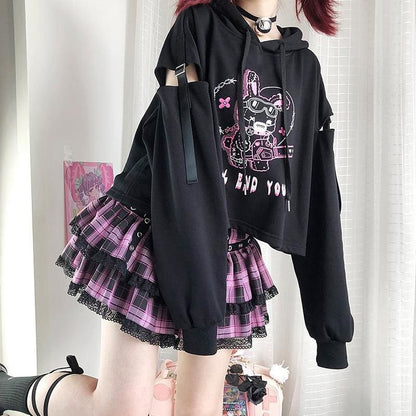 Dark Black Chainsaw Mad Rabbit Long Sleeve Hoodie Pullover MK15150 - KawaiiMoriStore