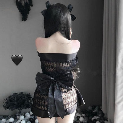 Sexy Dark Japanese Kimono Bathrobe Cosplay Lingerie MK166 - KawaiiMoriStore