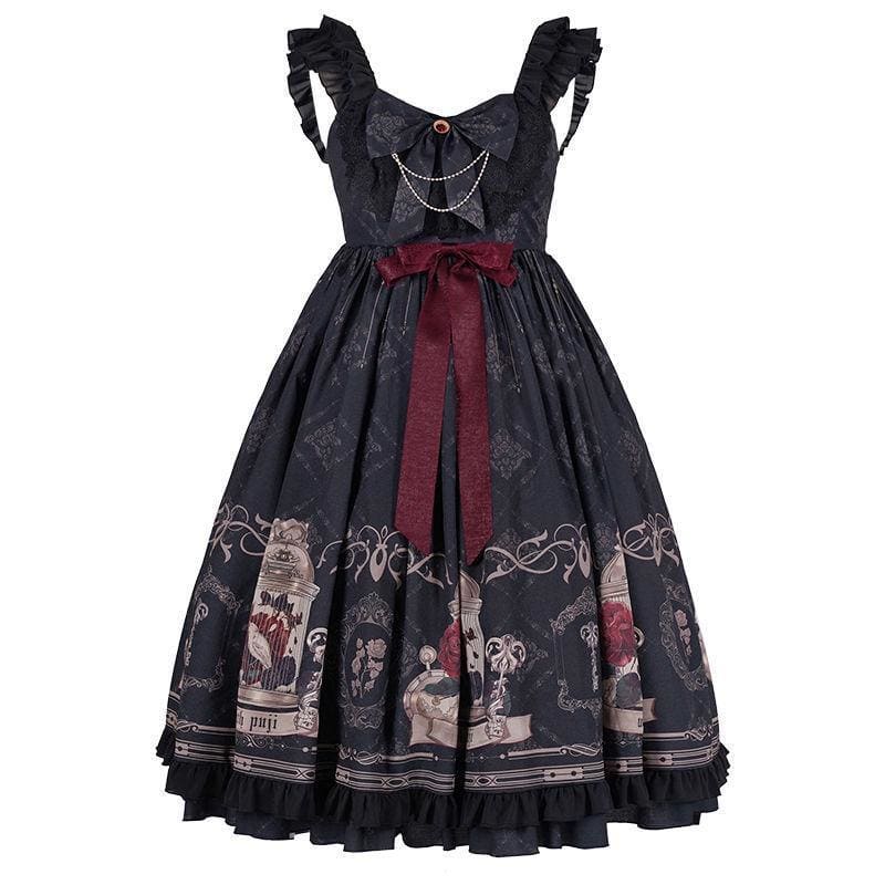 Dark Lolita Sling Dress MM0840 - KawaiiMoriStore