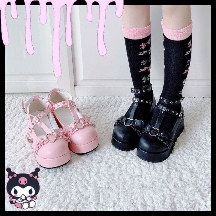 [Demon contract] Little Bat Dark Gothic Platform Doll Shoes MK15177 - KawaiiMoriStore