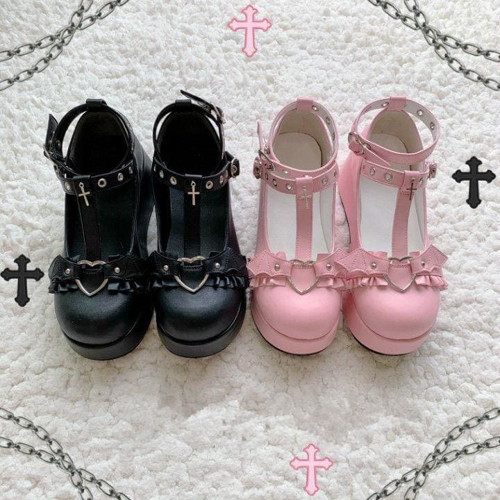 [Demon contract] Little Bat Dark Gothic Platform Doll Shoes MK15177 - KawaiiMoriStore