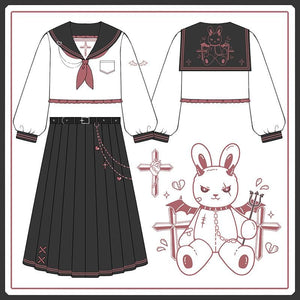 Devil Bunny Cute Japanese JK Uniform 2Pcs Set MM0731 - KawaiiMoriStore