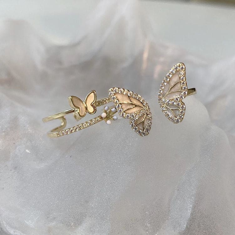 Diamond Butterfly Ring - A+B - rings
