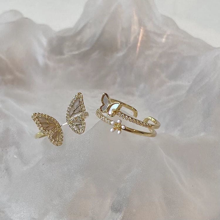 Diamond Butterfly Ring - rings