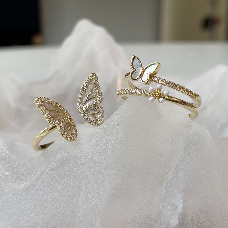Diamond Butterfly Ring - rings