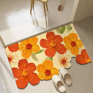 Diatom mud oil painting foot mat bathroom mat - Orange /