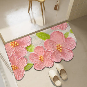 Diatom mud oil painting foot mat bathroom mat - Pink /