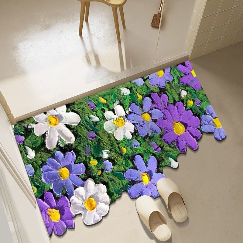 Diatom mud oil painting foot mat bathroom mat - Purple /