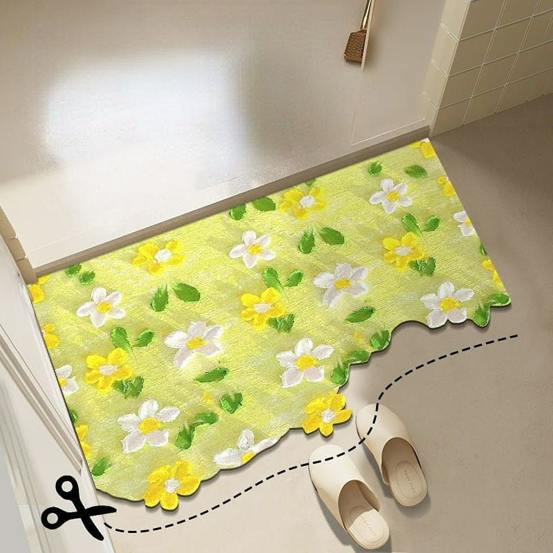 Diatom mud oil painting foot mat bathroom mat - Yellow /