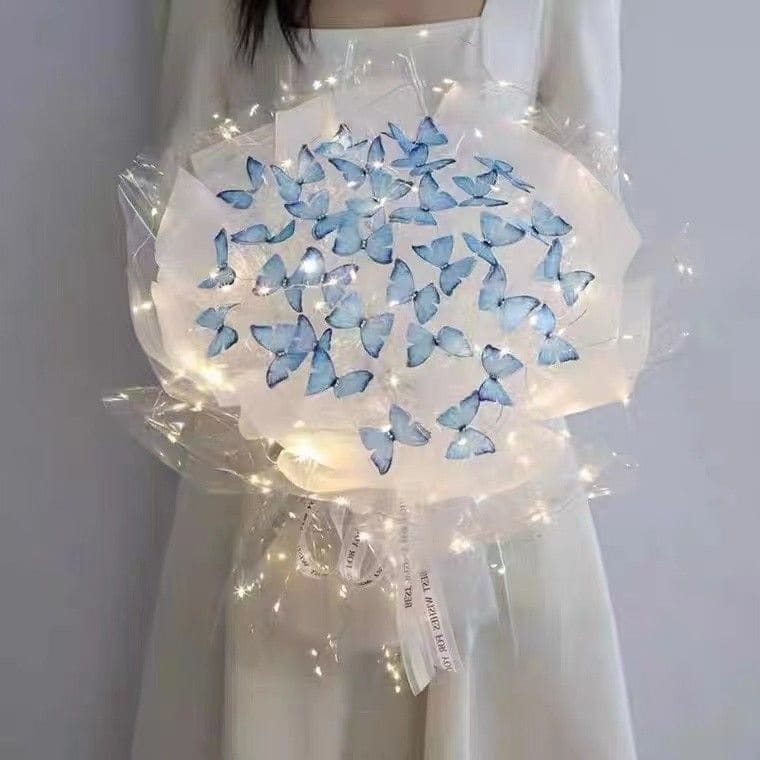 DIY Butterfly Wish you the best Flower Led Bouquet - Blue -