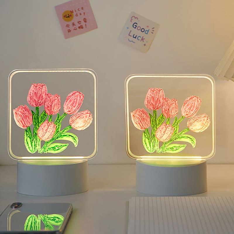 DIY Hand-made Painting Tulip Night Light - DIY