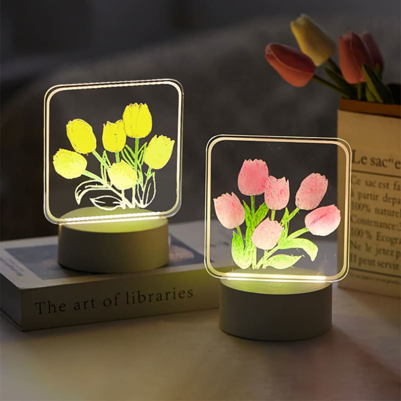 DIY Hand-made Painting Tulip Night Light - DIY