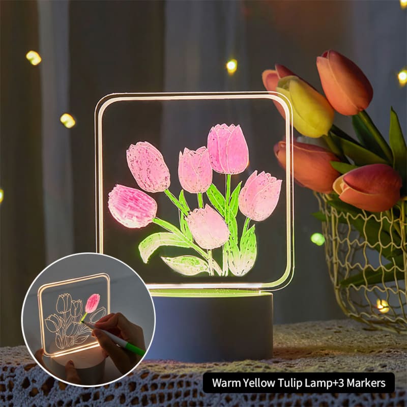 DIY Hand-made Painting Tulip Night Light - Warm Yellow - DIY