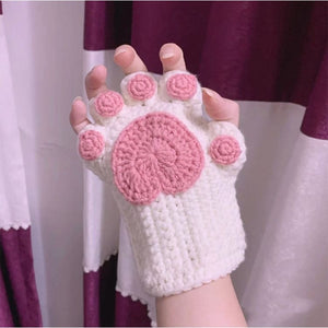DIY Handmade Cat Paw Kniited Gloves MK18246