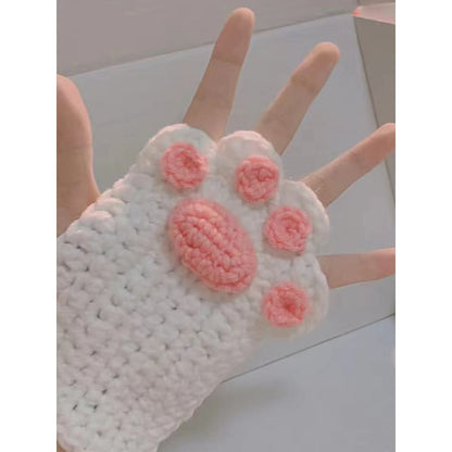 DIY Handmade Cat Paw Kniited Gloves MK18246