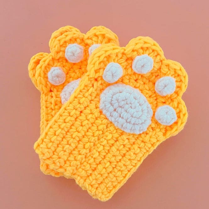 DIY Handmade Cat Paw Kniited Gloves MK18246 - Tiger claws 