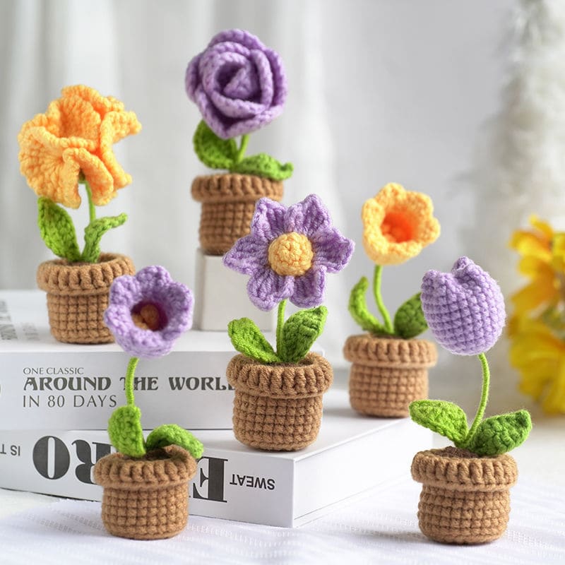 DIY Mini Woolen Flower Tulip Bouquets Potted - DIY