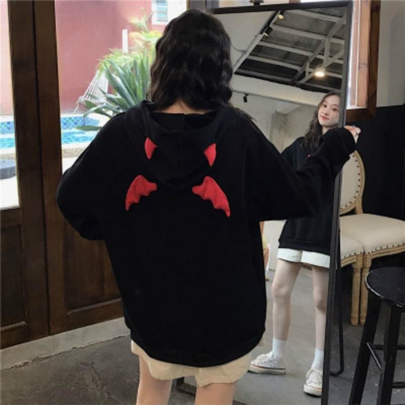 Egirl Devil Horn Hoodie - hoodie