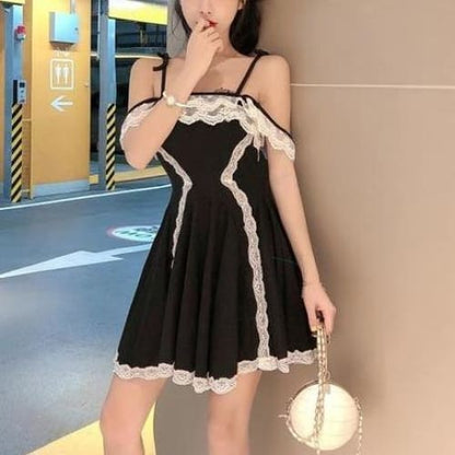 Elegant Lace Classic Kawaii Dress (Black, Grey, Pink) MM1003 - KawaiiMoriStore