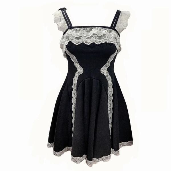 Elegant Lace Classic Kawaii Dress (Black, Grey, Pink) MM1003 - KawaiiMoriStore