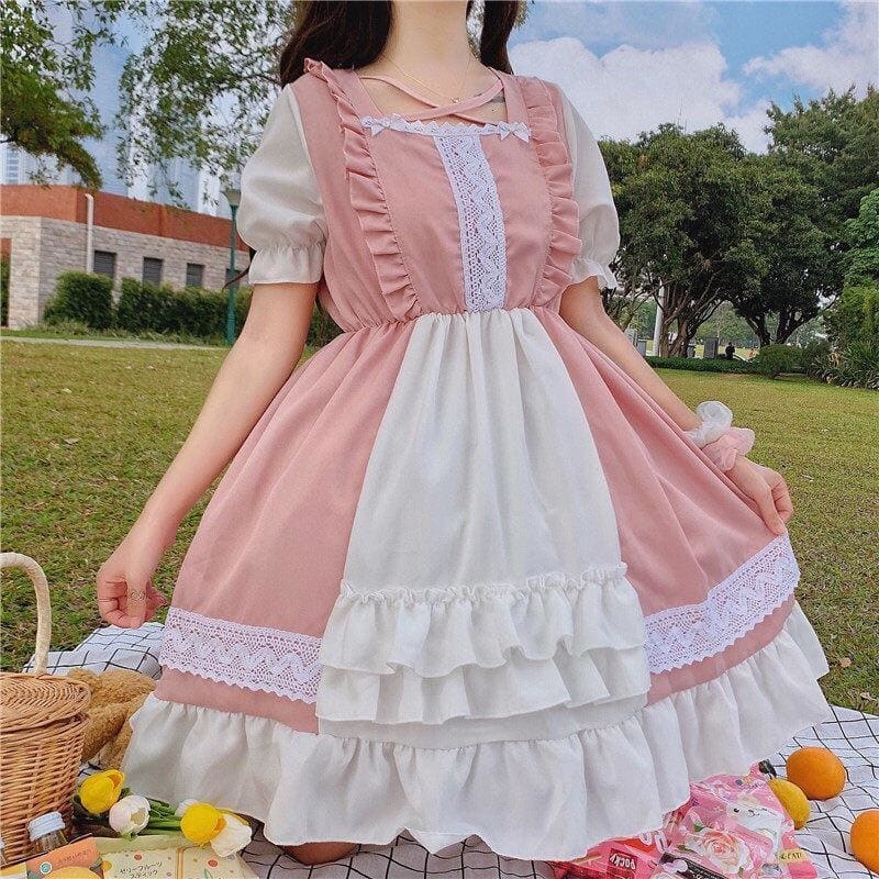 Eli Blossom Pink Frilly Short Sleeve Kawaii Princess Lolita 