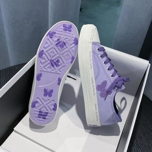 Embroidery Butterfly Low Lacing Canvas Sneakers MK15383 - KawaiiMoriStore