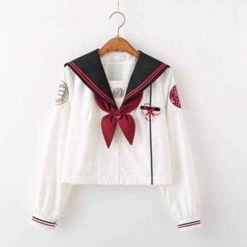 Embroidery Girls Japanese School Uniforms High School Sailor Suit MK352 - KawaiiMoriStore