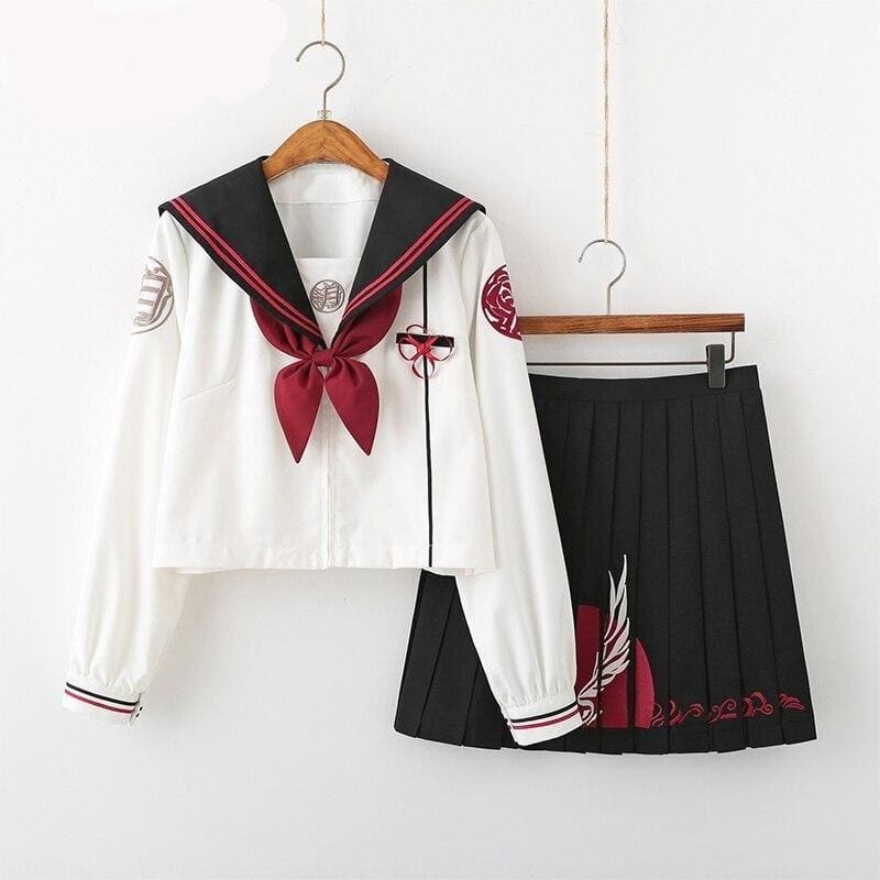 Embroidery Girls Japanese School Uniforms High School Sailor Suit MK352 - KawaiiMoriStore