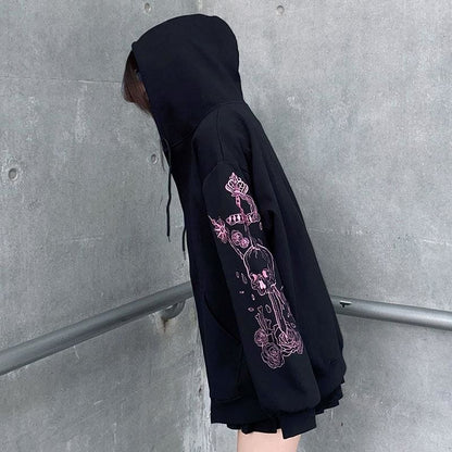 Embroidery JK Zipper Hooded Coat MK133 - KawaiiMoriStore