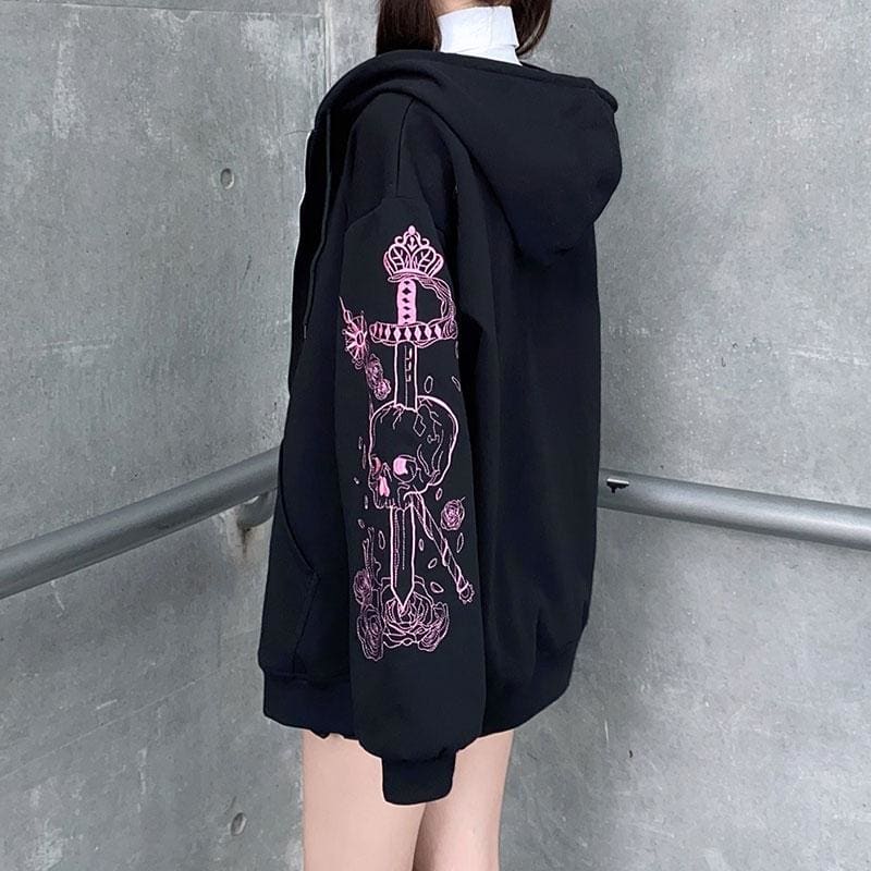 Embroidery JK Zipper Hooded Coat MK133 - KawaiiMoriStore