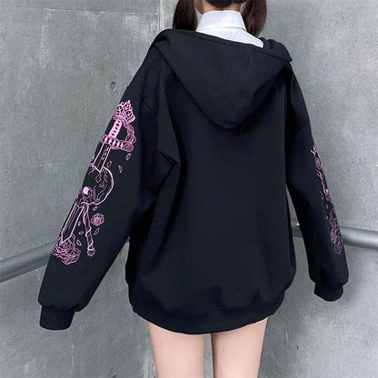 Embroidery JK Zipper Hooded Coat MK133 - KawaiiMoriStore