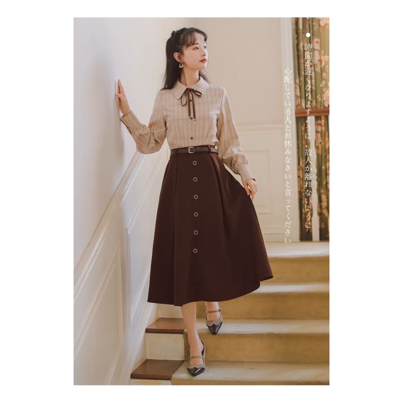 Fairlight - Sweet Winter Elastic Waist Skirt With Belt - 