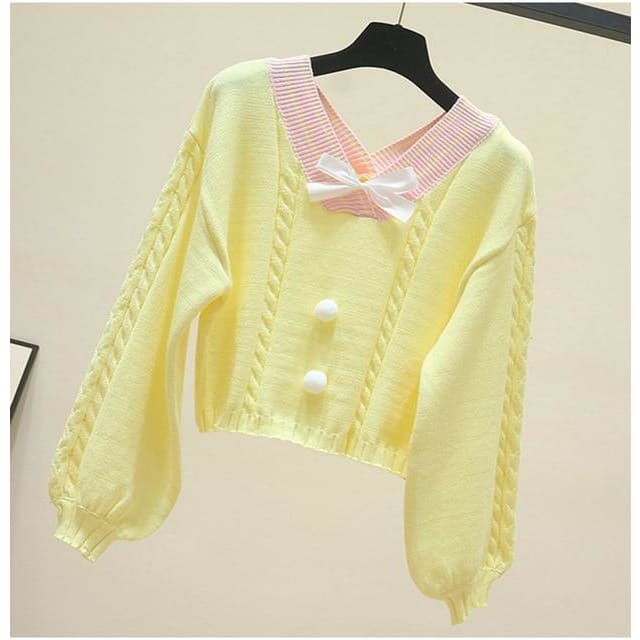 Fairy-Kei Candy Pastel Kawaii Aesthetic PomPom Sweater - 