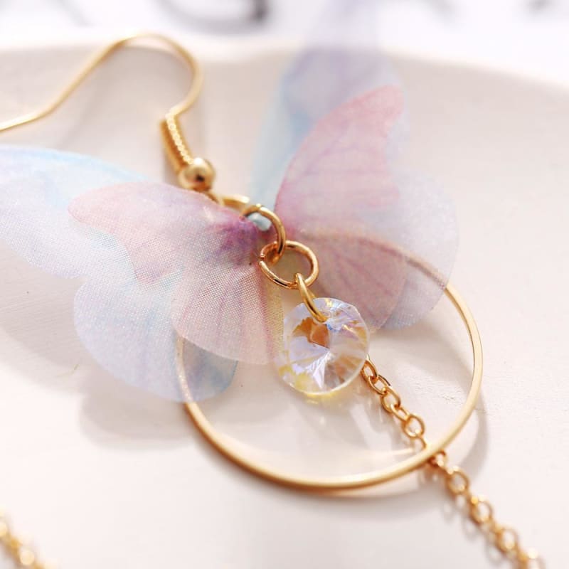 Fairy Yarn Butterfly Long Earrings MK14924 - KawaiiMoriStore