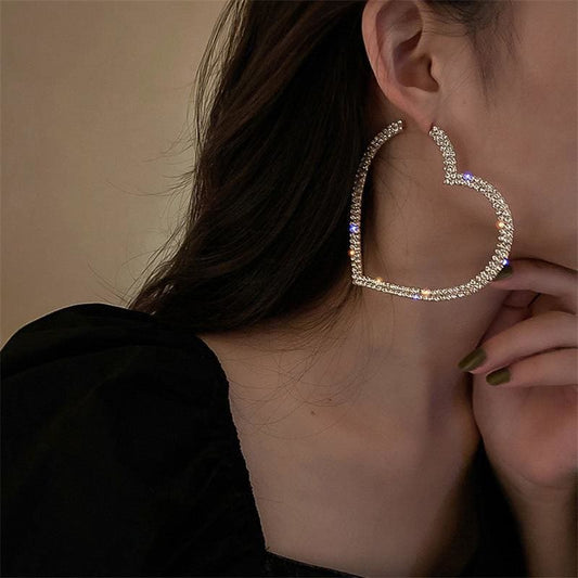 Fashion Big Heart Crystal Hoop Earrings MK15668 - KawaiiMoriStore