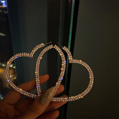 Fashion Big Heart Crystal Hoop Earrings MK15668 - KawaiiMoriStore